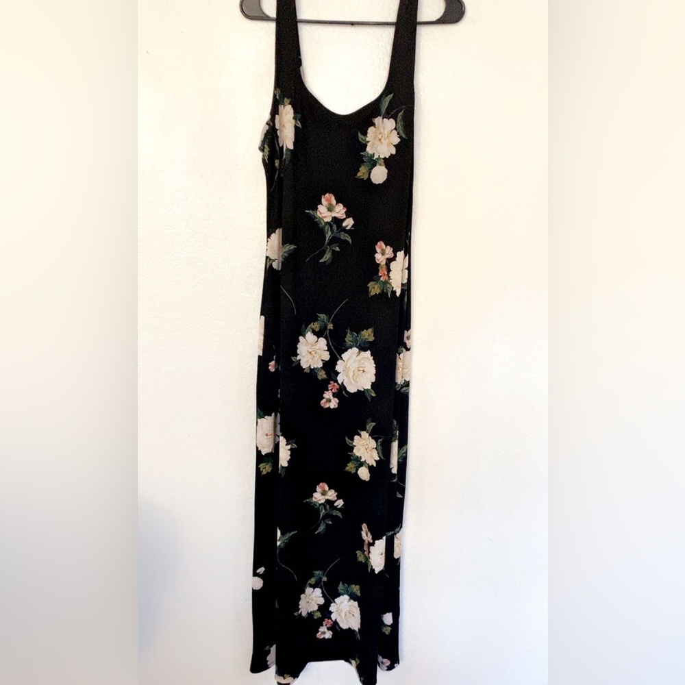 Black Floral long maxi dress, size 1x, only worn twice